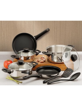 Batería de cocina Tramontina Primaware de acero inoxidable antiadherente convencional 10 piezas