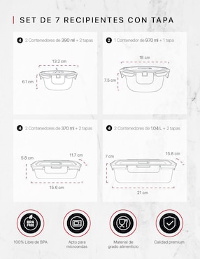 Set contenedores Cookify de vidrio 14 piezas