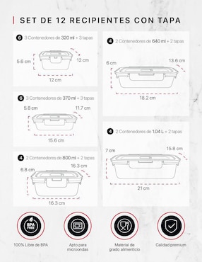 Set contenedores Cookify de vidrio 24 piezas