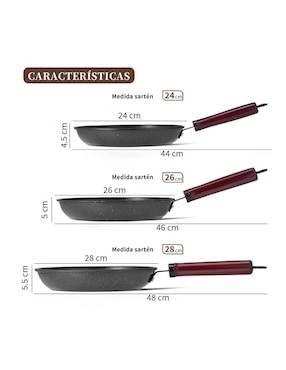 Set de sartenes Wünd de piedra 3 piezas