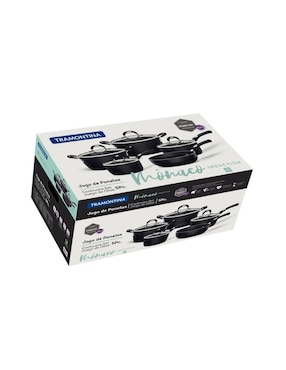 Batería de cocina Tramontina Mónaco Inducción de aluminio antiadherente convencional 9 piezas