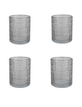 Set De Vasos Cortos Zense Rabat De Cristal 4 Piezas