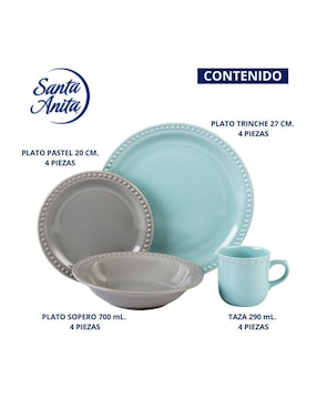 Vajilla cerrada Santa Anita mauve vintage de cerámica para 4 personas