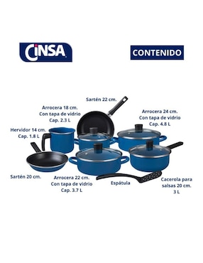 Batería de cocina Cinsa Austria de peltre pesado antiadherente convencional 12 piezas