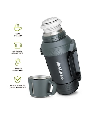 Termo Hikeo de acero inoxidable con tapa a presión 1.6 L