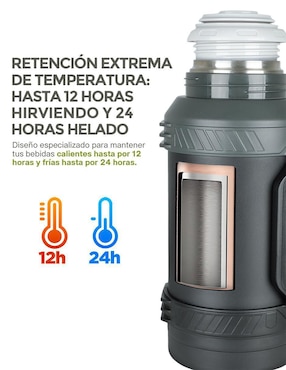Termo Hikeo de acero inoxidable con tapa a presión 1.6 L