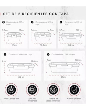 Set contenedores Genérica de vidrio 10 piezas