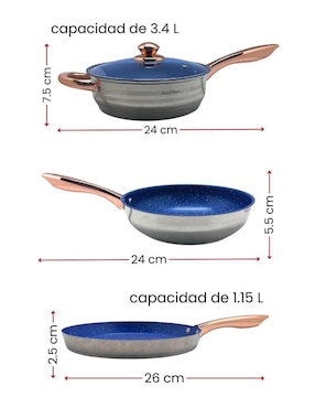Batería de cocina Royal Haus By Apolo de acero inoxidable antiadherente cerámica 13 piezas