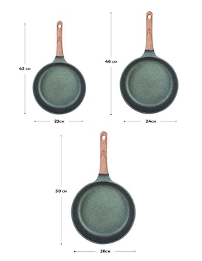 Set de sartenes Queen Sense de jade 3 piezas