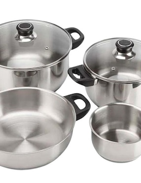 Batería de cocina Magefesa de acero inoxidable antiadherente convencional 6 piezas