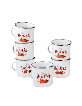 Set De Tazas Ornamental Cinsa Thanksgiving 6 Piezas