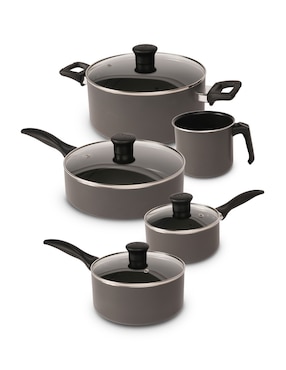 Batería de cocina T-Fal de aluminio antiadherente titanio 13 piezas