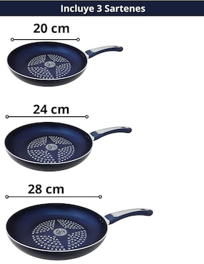 Set de sartenes Swiss Silver Cooks Master de aluminio 3 piezas