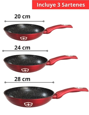 Set de sartenes Swiss Silver de aluminio esmaltado 3 piezas