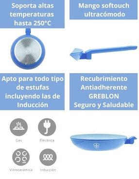 Set de sartenes Swiss Silver Mármol de aluminio esmaltado 3 piezas