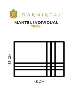 Set mantel individual rectangular de poliéster Dormireal Set 4 Manteles Tivoli