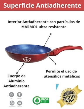 Set de sartenes Swiss Silver Silver Blue Red de aluminio 3 piezas