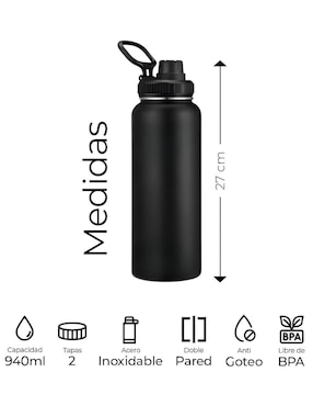 Termo Wünd de acero inoxidable con tapa rosca 940 ml