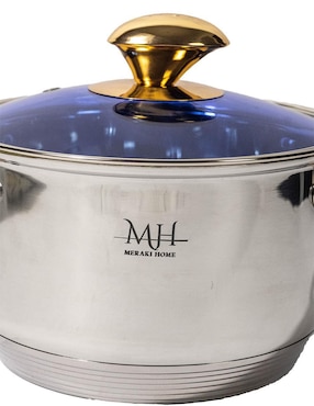 Batería de cocina Meraki Home Santorini de acero inoxidable antiadherente convencional 12 piezas