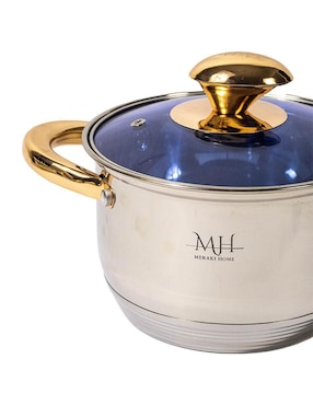 Batería de cocina Meraki Home Santorini de acero inoxidable antiadherente convencional 12 piezas