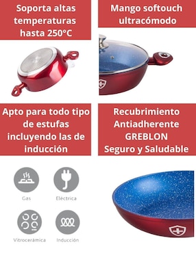 Batería de cocina Swiss Silver de aluminio esmaltado antiadherente minerales naturales 5 piezas