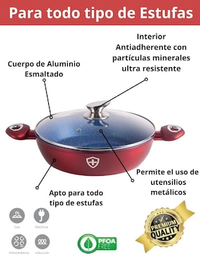 Batería de cocina Swiss Silver de aluminio esmaltado antiadherente minerales naturales 5 piezas