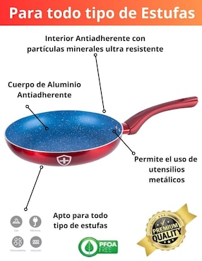 Batería de cocina Swiss Silver de aluminio esmaltado antiadherente minerales naturales 7 piezas