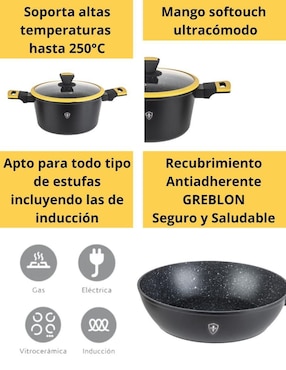 Batería de cocina Swiss Silver de aluminio antiadherente minerales naturales 10 piezas