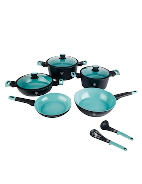 Batería de cocina Swiss Silver de aluminio antiadherente minerales naturales 10 piezas