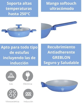 Batería de cocina Swiss Silver de aluminio antiadherente minerales naturales 10 piezas