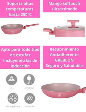 Batería de cocina Swiss Silver de aluminio antiadherente minerales naturales 10 piezas