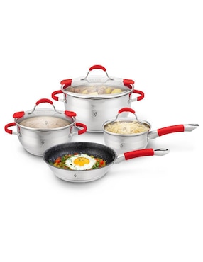 Batería de cocina Bogner de acero inoxidable antiadherente titanio 7 piezas