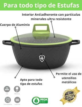 Batería de cocina Swiss Silver de aluminio fundido antiadherente minerales naturales 11 piezas