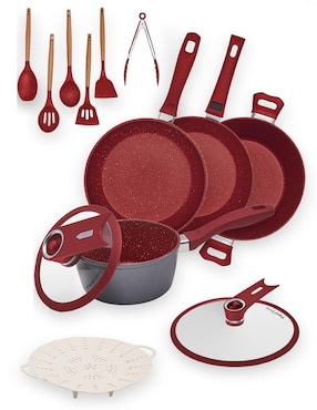 Batería de cocina Flavorstone Delux de acero inoxidable antiadherente combinado 13 piezas