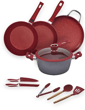 Batería de cocina Flavorstone Master Deluxe de acero inoxidable antiadherente convencional 10 piezas
