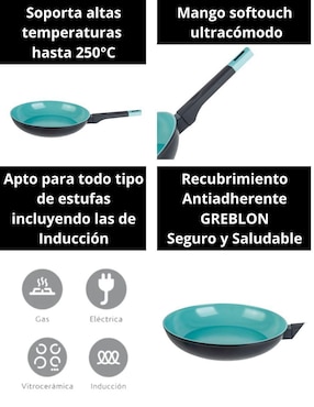 Set de sartenes Swiss Silver Greblon de aluminio 3 piezas