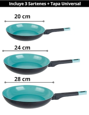 Set de sartenes Swiss Silver Greblon de aluminio 3 piezas