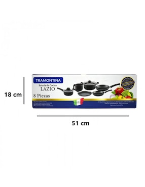 Batería de cocina Tramontina de aluminio antiadherente sin PFOA 8 piezas