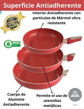 Set de sartenes Cooks Master de aluminio 3 piezas