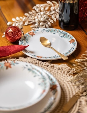 Vajilla cerrada Santa Anita Guirnalda Navideña de porcelana para 4 personas