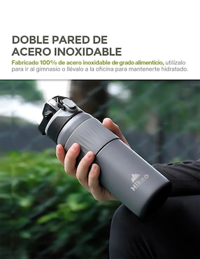 Termo Hikeo de acero inoxidable con tapa a presión 600 ml