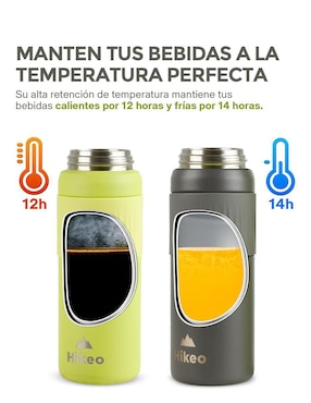 Termo Hikeo de acero inoxidable con tapa a presión 600 ml