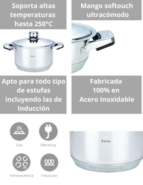Batería de cocina Swiss Silver de acero inoxidable 16 piezas