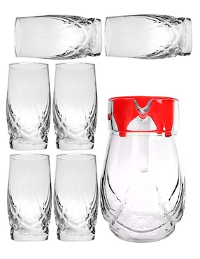 Set jarra y vasos de vidrio Vencort