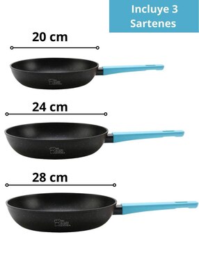 Set de sartenes Cooks Master Greblon de aluminio 3 piezas