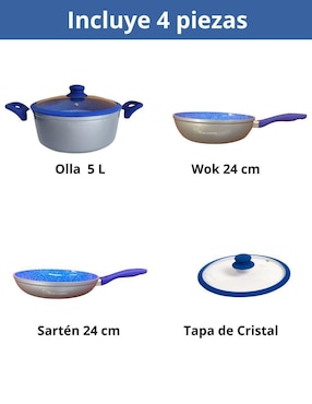 Batería de cocina Cooks Master de aluminio antiadherente cerámica 4 piezas