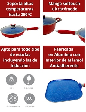 Batería de cocina Cooks Master de aluminio antiadherente minerales naturales 15 piezas