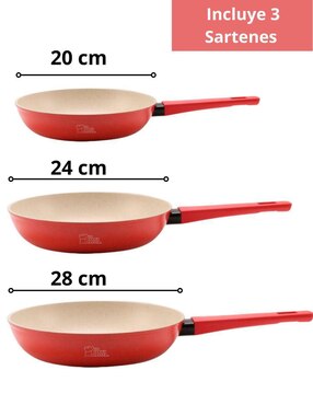 Set de sartenes Cooks Master Swiss Silver Mármol de aluminio 3 piezas