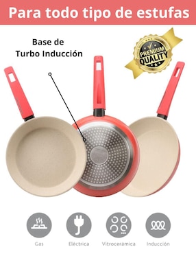 Set de sartenes Cooks Master Swiss Silver Mármol de aluminio 3 piezas