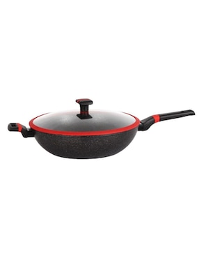 Sartén Wok con tapa Swiss Silver Greblon de aluminio